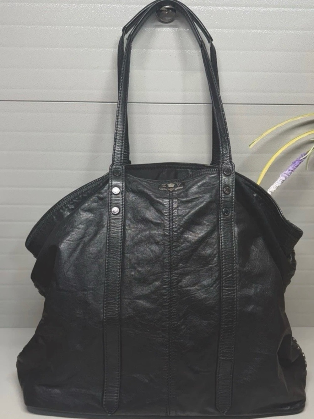 Zadig & Voltaire Mick Biker XL  Soft Leather Studded Side Shoulder Bag